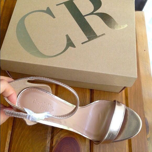 Chic Champagne Metallic Ankle Strap Sandals - Picture 5 of 7